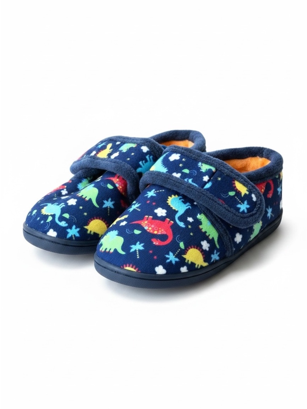 Kids Navy Dinosaur Slip-On house Shoes with a Strap size toddler 9-10